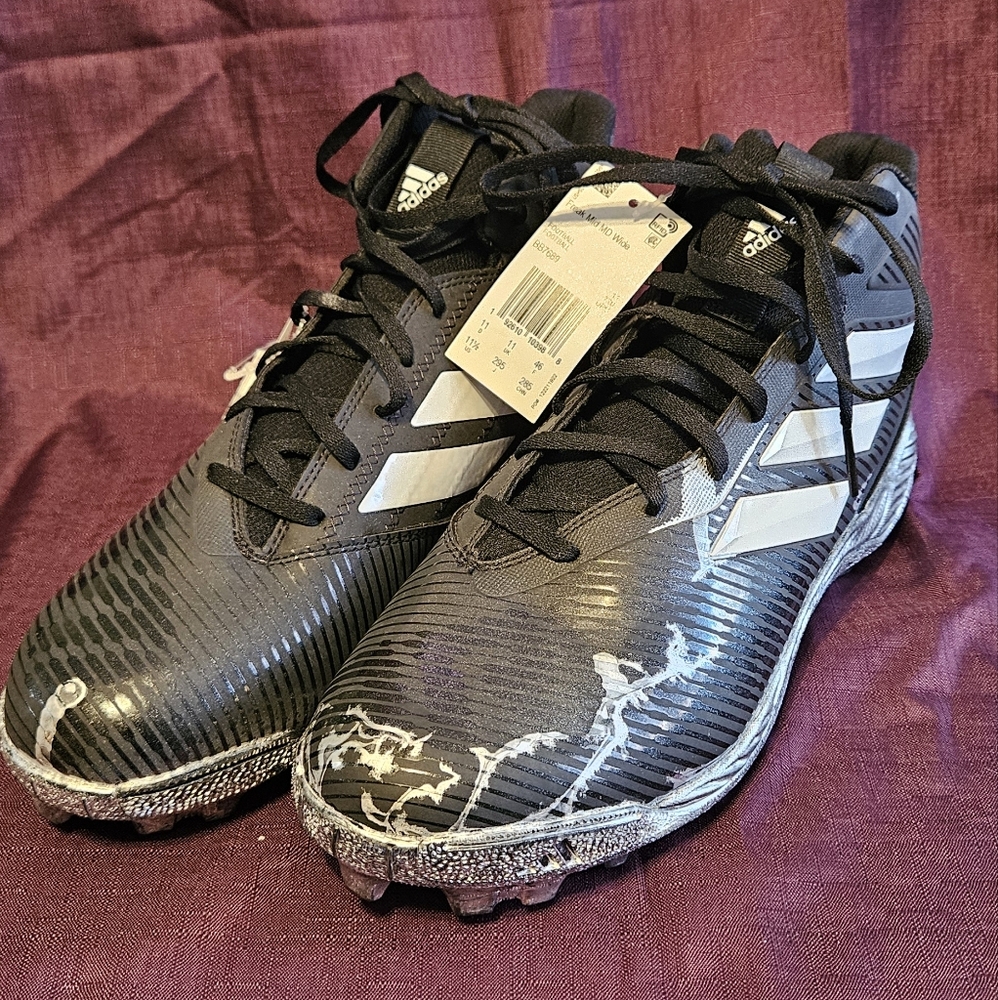 Adidas Freak Mid MD Men's  Black/White Football Cleats Size 11.5 Wide Width